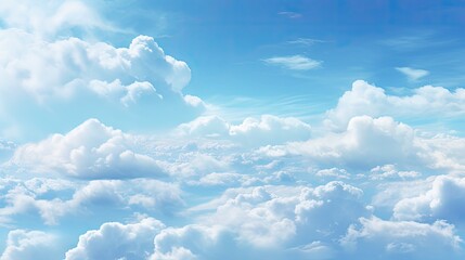 Natural sunny blue sky background with beautiful puffy white clouds