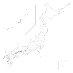 県名記載なしの日本地図　白地図