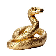 Fototapeta premium Golden animal concept Statue of a snake on white background