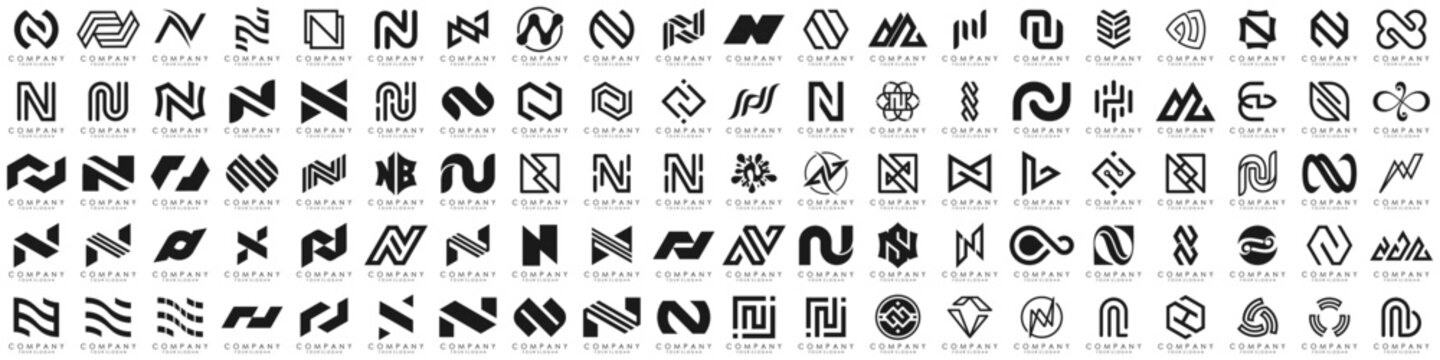 collection abstract letter N logo design. modern logotype N design with black color. vector illustration