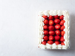 Whipped cream strawberry cake