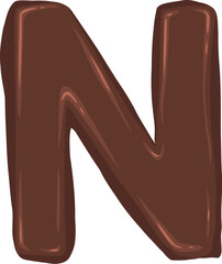 Brown Chocolate Alphabet Letter N