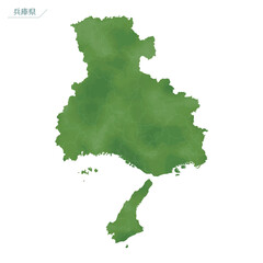 水彩風の地図　兵庫県