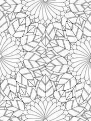 Abstract background doodle floral pattern in black and white. A page for coloring book: fascinating and relaxing job for children and adults. Zentangle drawing. Flower carpet in a magic garden vector.