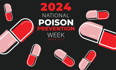 National Poison prevention week. background, banner, card, poster, template. Vector illustration. - obrazy, fototapety, plakaty
