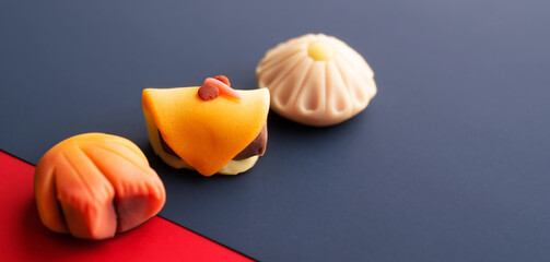 Japanese confectionery Nerikiri ,Japanese traditional sweets Nerikiri made from bean paste