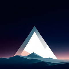 Fototapeta premium Colorless fantastic landscape of mountains with a corner glowing on the horizon fantasy dark mountains