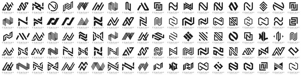 collection abstract letter N logo design. modern logotype N design with black color. vector illustration