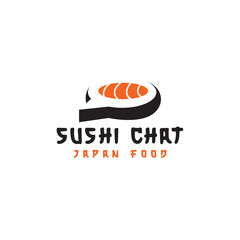 Sushi chat logo design  Japanese food for culinary business vector icon symbol