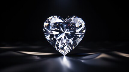Brilliant heart shaped diamond on dark background. Luxury and wealth.
