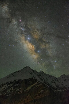 Milkyway on top of mountain at lamayuru Sham Valley ladakh India.