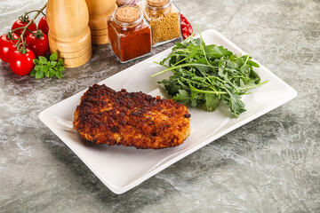Tasty roasted breaded meat schnitzel
