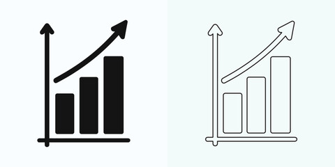 Growing Graph Icon, Bar Chart Icon, Infographic, Growths Chart Collection For Business Improvement Analytics, Diagram Symbol, Financial Profit Chart Bar Vector Illustration