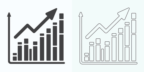 Growing Graph Icon, Bar Chart Icon, Infographic, Growths Chart Collection For Business Improvement Analytics, Diagram Symbol, Financial Profit Chart Bar Vector Illustration - obrazy, fototapety, plakaty