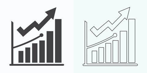 Growing Graph Icon, Bar Chart Icon, Infographic, Growths Chart Collection For Business Improvement Analytics, Diagram Symbol, Financial Profit Chart Bar Vector Illustration