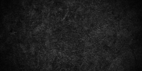 Dark black grunge textured concrete old blackboard and chalkboard rough background. Panorama dark grey black slate background or texture. Vector black concrete texture. Stone wall background.