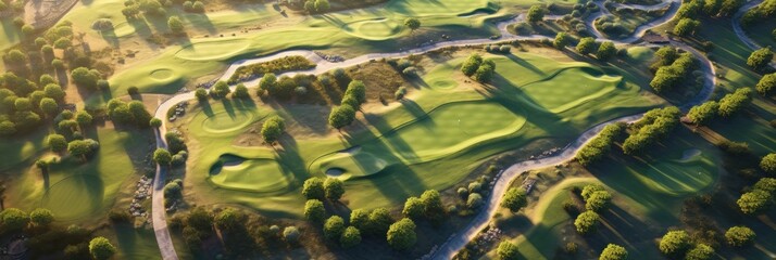 Top view, aerial view of future standard golf green.