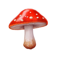 Red mushroom isolated on transparent background