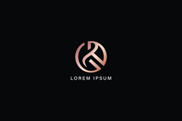 Fototapeta premium rg letter modern luxury logo, abstract style design creative golden wordmark design typography illustration, rg wordmark, gr logo