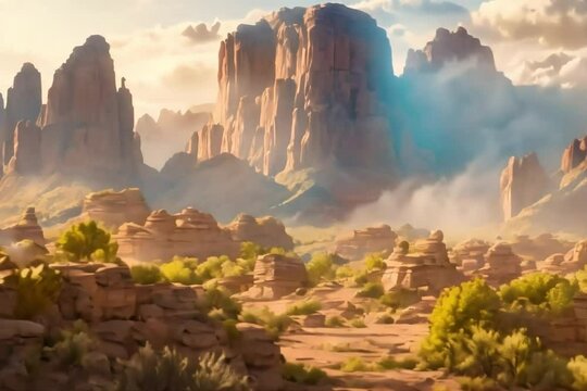 beautiful utah desert rock Generative AI. Virtual video scene animated background