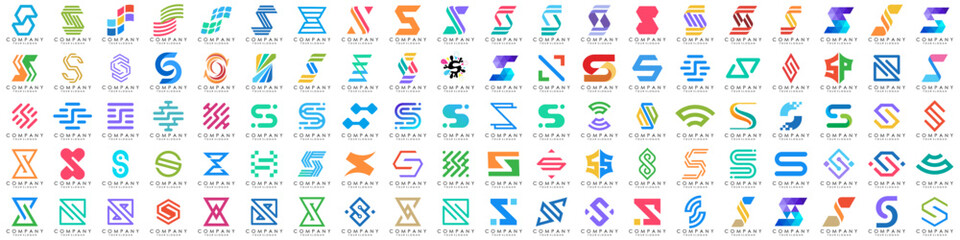 collection abstract letter S logo design. modern logotype S design with colorful. vector illustration - obrazy, fototapety, plakaty