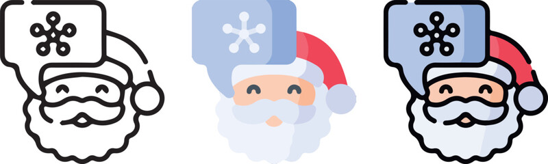 cute christmas icon with 3 different styles.