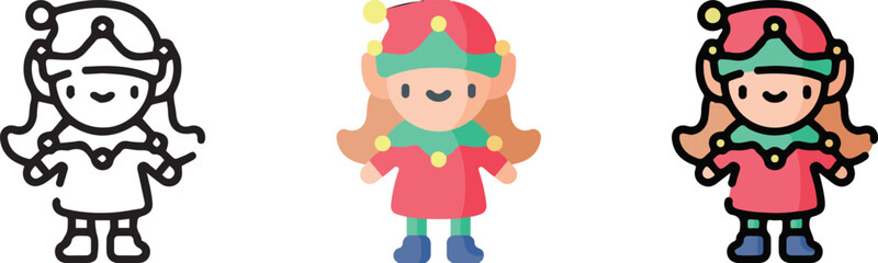 cute christmas icon with 3 different styles.