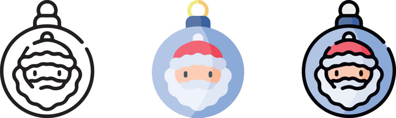 cute christmas icon with 3 different styles.
