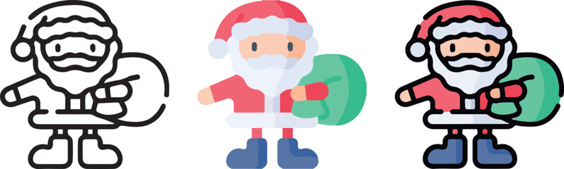 cute christmas icon with 3 different styles.