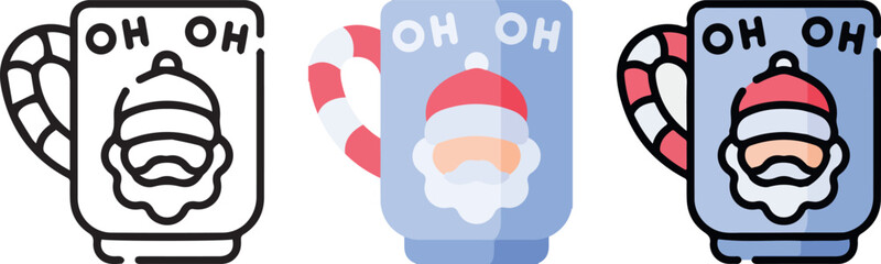 cute christmas icon with 3 different styles.