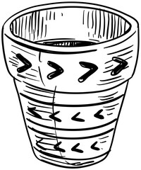 clay pots handdrawn illustration