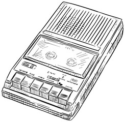 old tape recorder handdrawn illustration