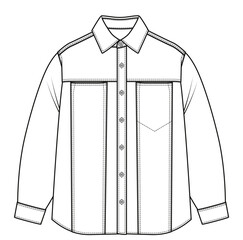 Shirt Fashion Cad, Shirt Fashion Illustration, Shirt fashion design, shirt cad, shirt technical drawing