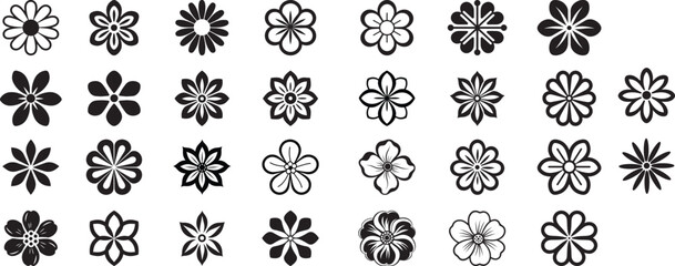 Icon set of flower. Editable vector pictograms isolated on a white background. Trendy flower outline symbols for mobile apps, website design. Premium pack of flower icons in trendy line style. - obrazy, fototapety, plakaty