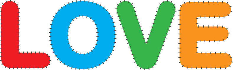 アップリケしたようなLOVEの文字