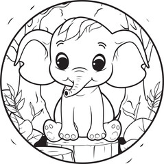 Fototapeta premium hand drawn cute elephant outline illustration
