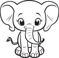 Naklejka premium hand drawn cute elephant outline illustration