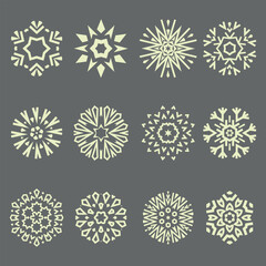Snowflakes icon collection. Graphic modern gray ornament