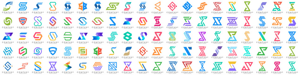 collection abstract letter S logo design. modern logotype S design with colorful. vector illustration