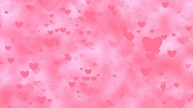 Animation background with pink hearts. Valentine's day.	