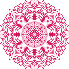 Flower Mandala in pink Outline Vector elegant ornament.