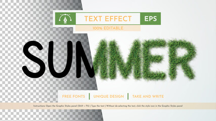 Summer Grass - Editable Text Effect, Font Style - obrazy, fototapety, plakaty