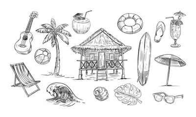 beach vacation handdrawn collection