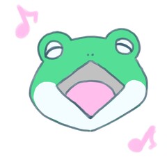 6月歌うカエルのかわいい手書きイラスト
