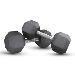 3D Rendering Two Dumbbells Isolated On Transparent Background, PNG File Add