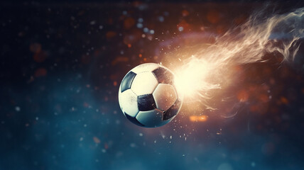 Fiery Soccer Ball In Goal and Flames