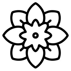 beautiful flower outline isolated in white and black colors