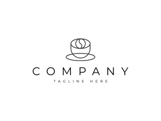 abstract coffee bean with cup line logo design