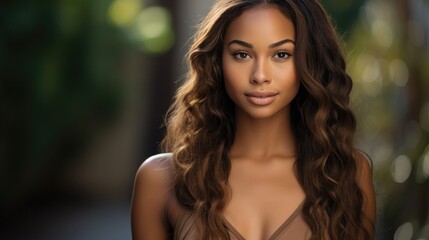 Naklejka premium Portrait, Smiling beauty attractive African American girl with color clothing