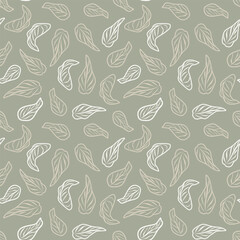 Neutral Colour Tropical Leaf Seamless Pattern Design